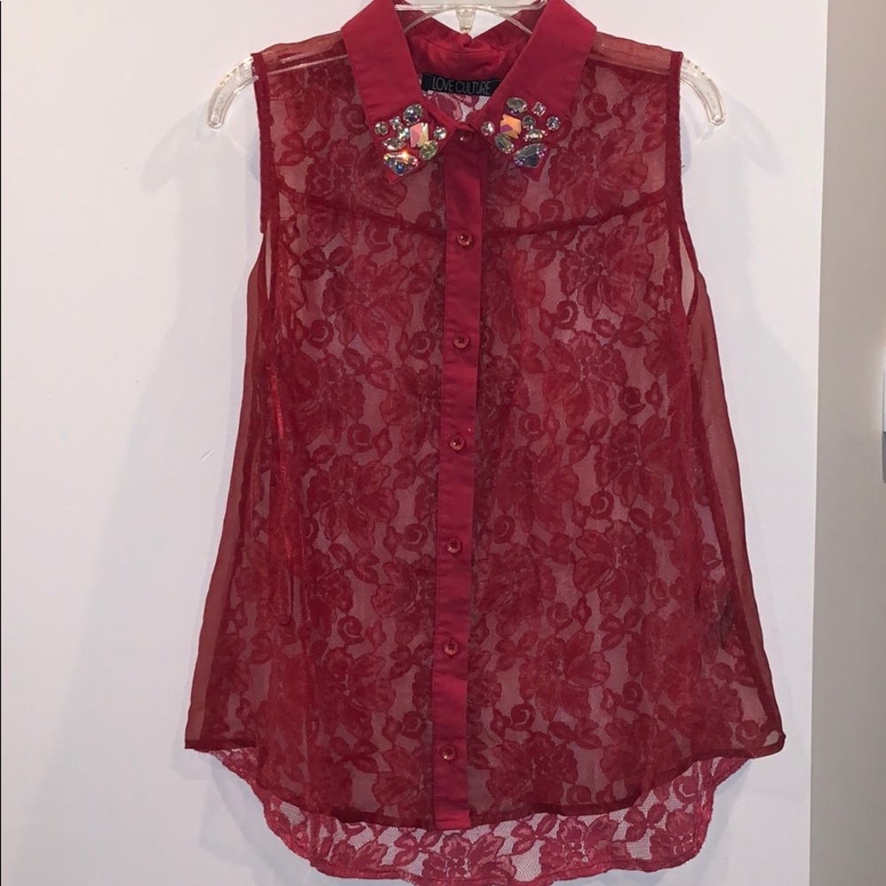 Love Culture burgundy blouse